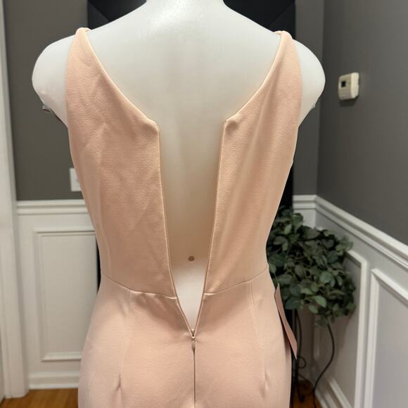 BHLDN Jones Blush Pink Long Crepe Maxi Dress with Train Size 6  Gown BNWT - Picture 12 of 15